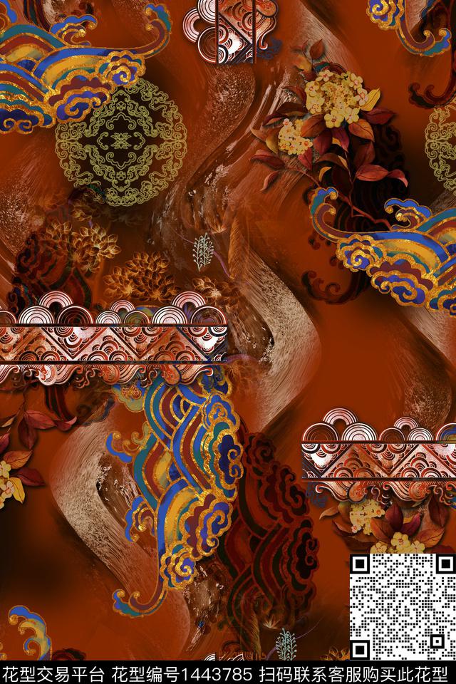 线条数码华亿平台祥云数码印花华亿平台下载（图片编号: 1443785） - 瓦栏（Walan）