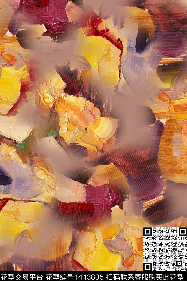 肌理油画华亿平台抽象数码印花华亿平台下载（图片编号: 1443805） - 瓦栏（Walan）