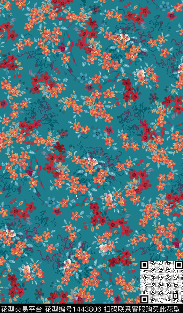 数码华亿平台花卉小碎花数码印花华亿平台下载（图片编号: 1443806） - 瓦栏（Walan）