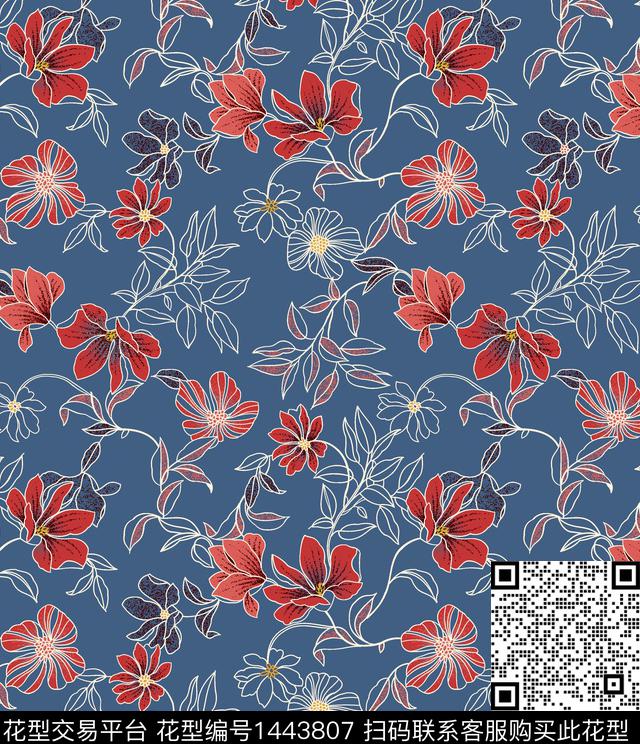 绿植树叶数码华亿平台花卉数码印花华亿平台下载（图片编号: 1443807） - 瓦栏（Walan）