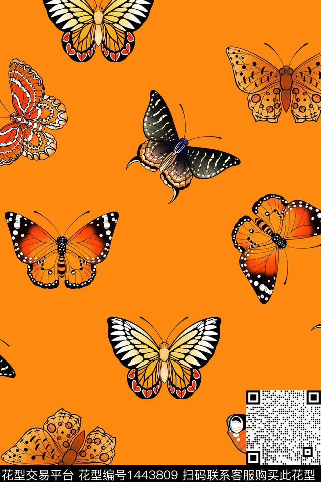 蝴蝶清爽简约审数码印花华亿平台下载（图片编号: 1443809） - 瓦栏（Walan）