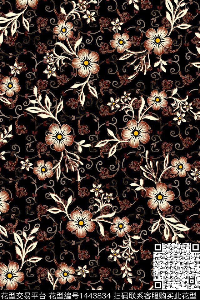 花卉抽象花卉小碎花数码印花华亿平台下载（图片编号: 1443834） - 瓦栏（Walan）