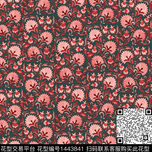 手绘佩斯利民族纹样小碎花数码印花华亿平台下载（图片编号: 1443841） - 瓦栏（Walan）