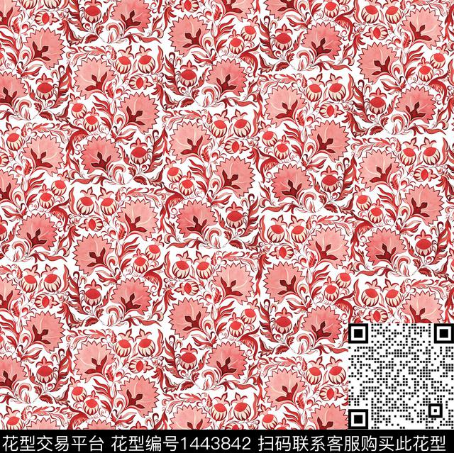 手绘佩斯利民族纹样小碎花数码印花华亿平台下载（图片编号: 1443842） - 瓦栏（Walan）