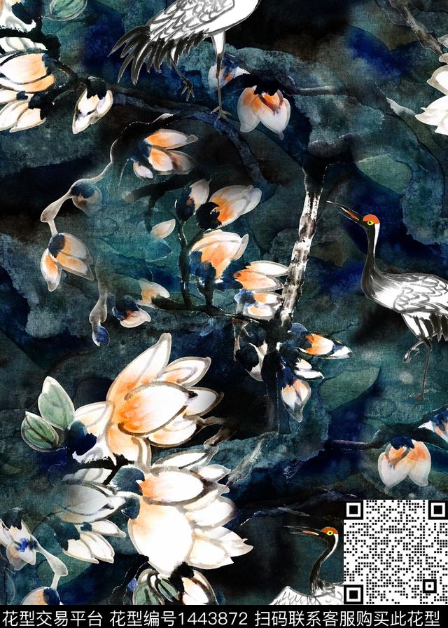 仙鹤香云纱中老年数码印花华亿平台下载（图片编号: 1443872） - 瓦栏（Walan）