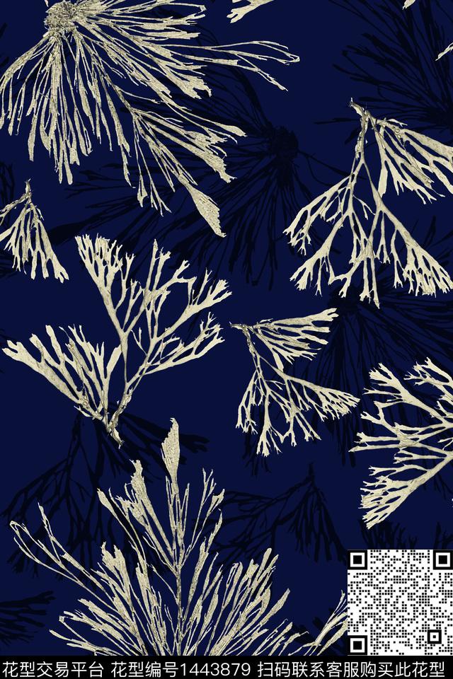 花卉香云纱大牌风数码印花华亿平台下载（图片编号: 1443879） - 瓦栏（Walan）