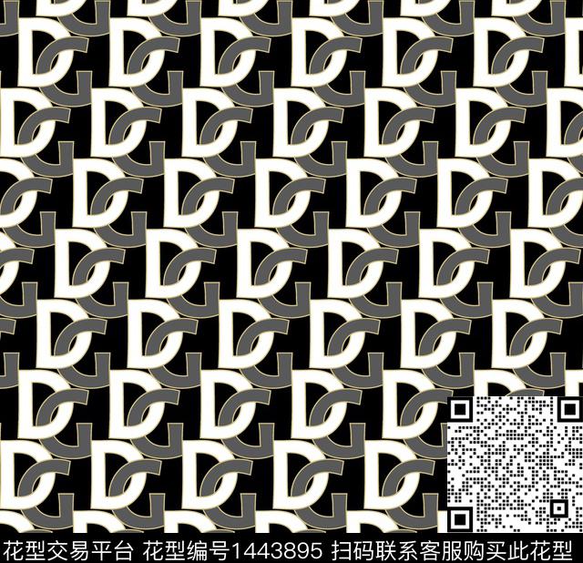 字母线条几何数码印花华亿平台下载（图片编号: 1443895） - 瓦栏（Walan）
