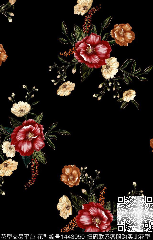 数码华亿平台花卉大牌风数码印花华亿平台下载（图片编号: 1443950） - 瓦栏（Walan）