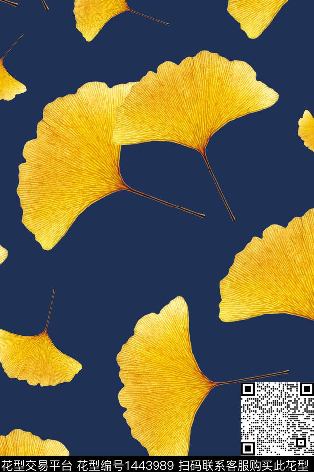 手绘植物叶子醒目花朵数码印花华亿平台下载（图片编号: 1443989） - 瓦栏（Walan）