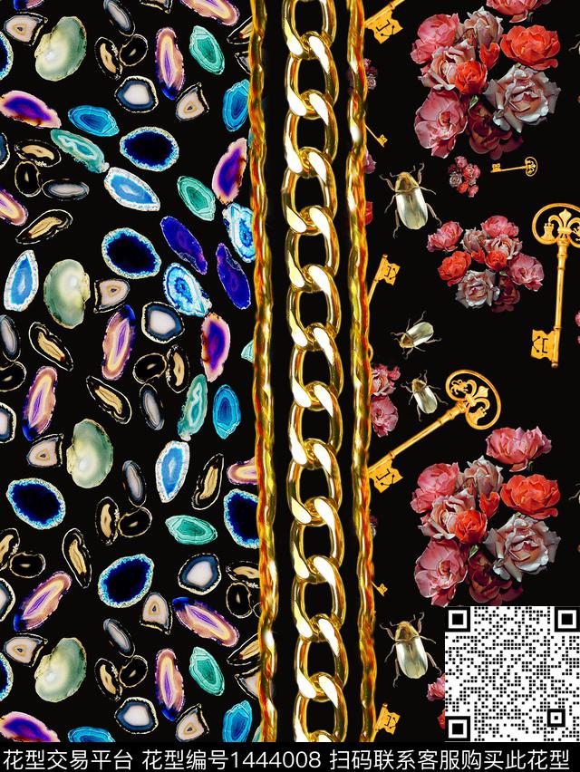 钥匙花卉彩石数码印花华亿平台下载（图片编号: 1444008） - 瓦栏（Walan）