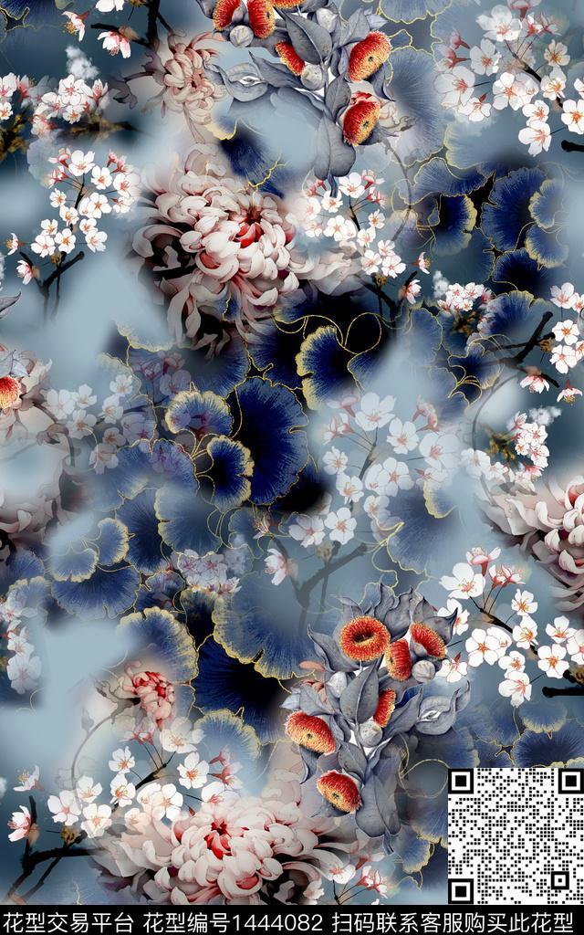 数码华亿平台花卉中国风数码印花华亿平台下载（图片编号: 1444082） - 瓦栏（Walan）