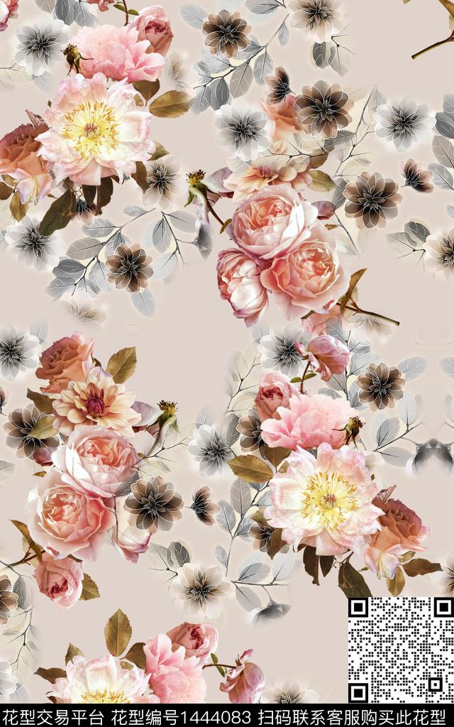 数码华亿平台花卉中国风数码印花华亿平台下载（图片编号: 1444083） - 瓦栏（Walan）