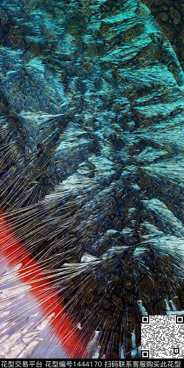 佩斯利香云纱抽象数码印花华亿平台下载（图片编号: 1444170） - 瓦栏（Walan）