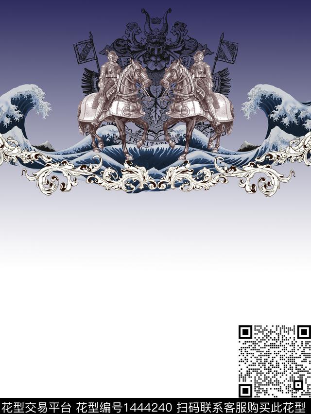 渐变骑士浪花数码印花华亿平台下载（图片编号: 1444240） - 瓦栏（Walan）
