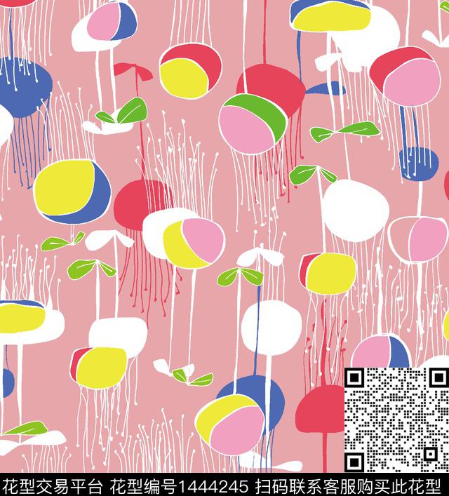 几何花卉大牌风热带华亿平台数码印花华亿平台下载（图片编号: 1444245） - 瓦栏（Walan）