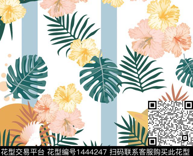 几何花卉大牌风热带华亿平台数码印花华亿平台下载（图片编号: 1444247） - 瓦栏（Walan）
