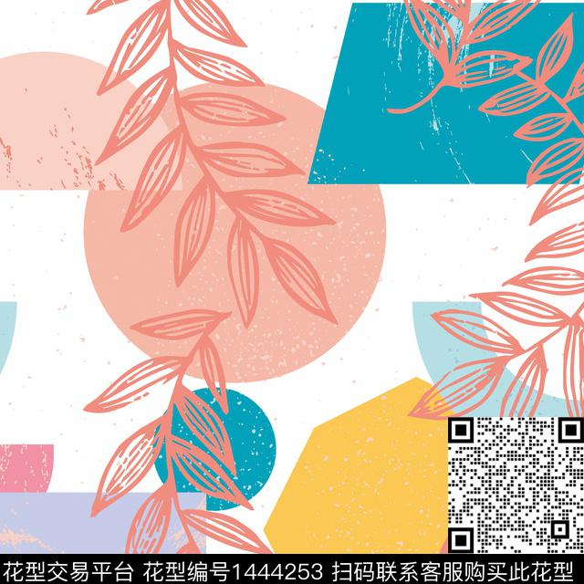 几何花卉大牌风热带华亿平台数码印花华亿平台下载（图片编号: 1444253） - 瓦栏（Walan）