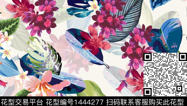 趋势华亿平台花卉大牌风数码印花华亿平台下载（图片编号: 1444277） - 瓦栏（Walan）