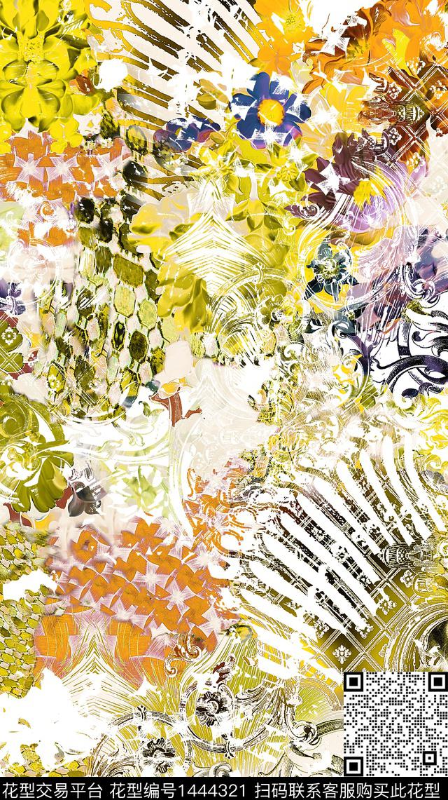 数码华亿平台几何扎染华亿平台数码印花华亿平台下载（图片编号: 1444321） - 瓦栏（Walan）