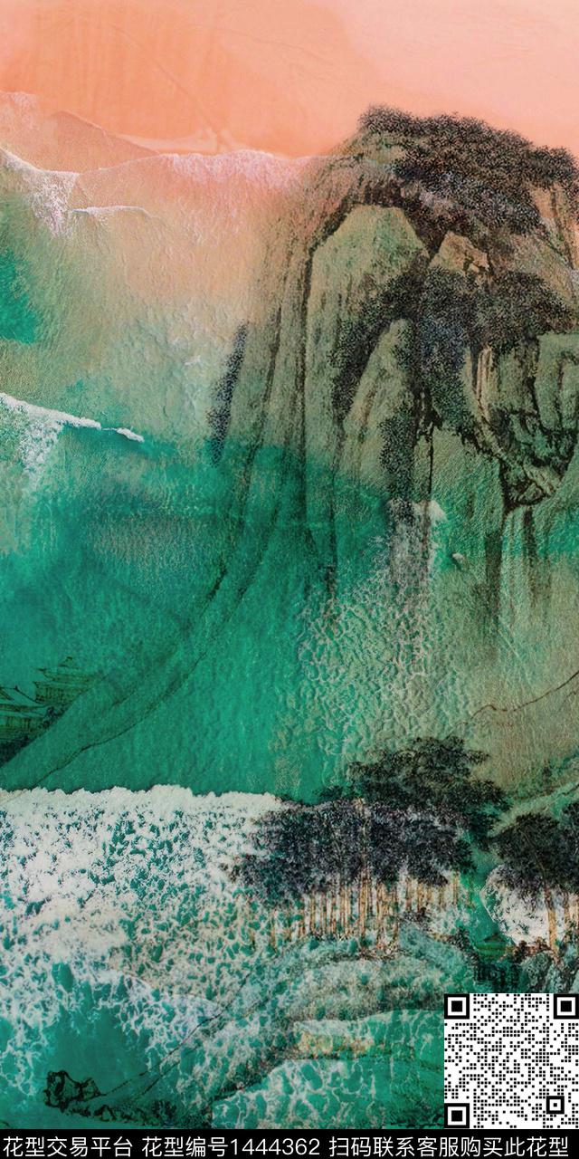 香云纱国画真丝数码印花华亿平台下载（图片编号: 1444362） - 瓦栏（Walan）