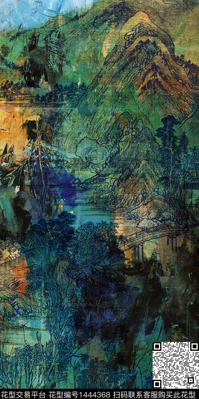 香云纱国画真丝数码印花华亿平台下载（图片编号: 1444368） - 瓦栏（Walan）