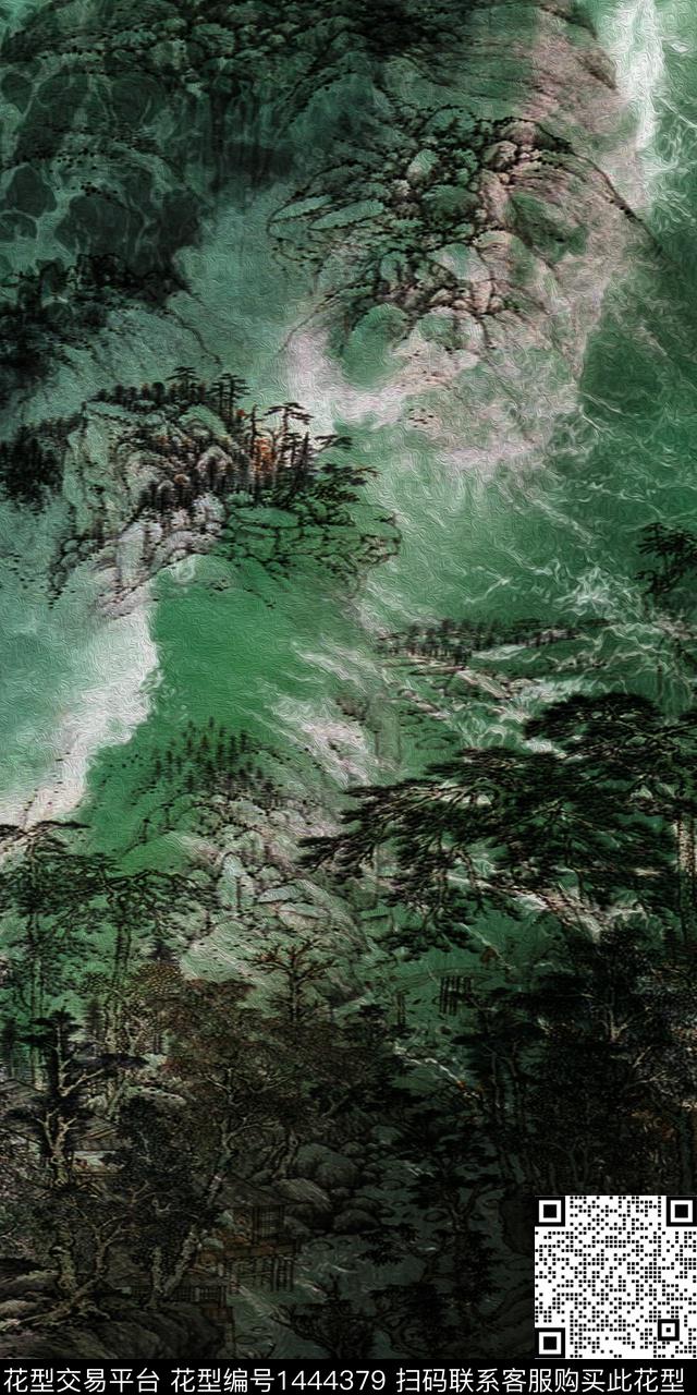 香云纱国画真丝数码印花华亿平台下载（图片编号: 1444379） - 瓦栏（Walan）