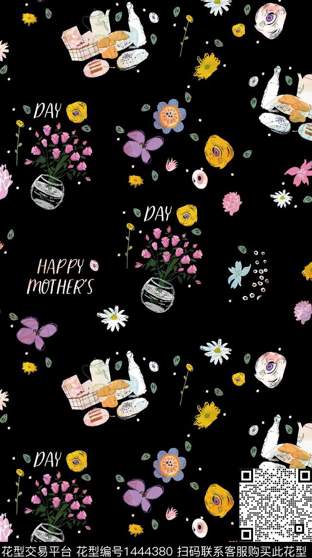 简约花卉小清新数码印花华亿平台下载（图片编号: 1444380） - 瓦栏（Walan）