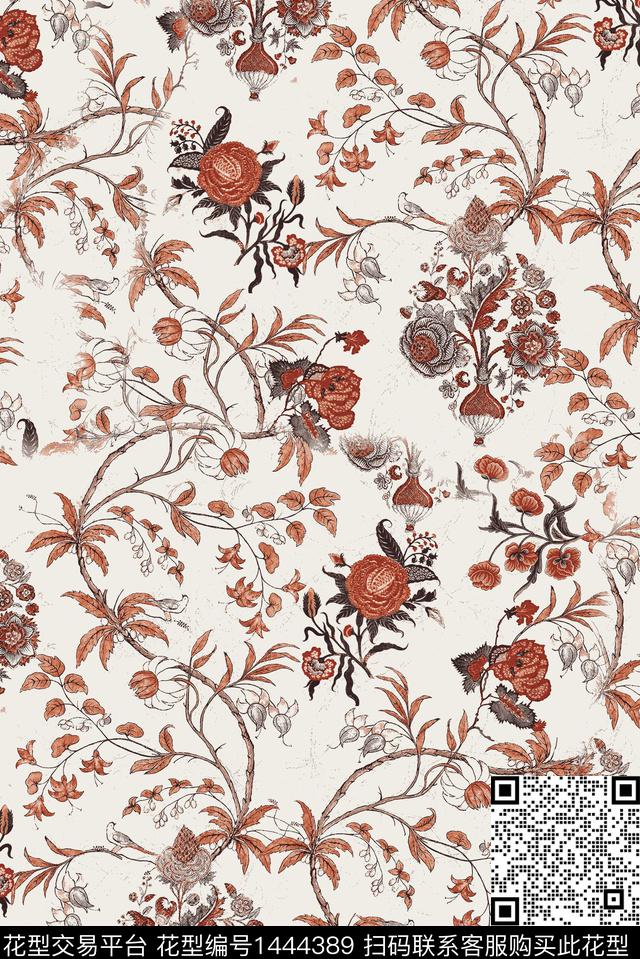 连衣裙民族风复古数码印花华亿平台下载（图片编号: 1444389） - 瓦栏（Walan）