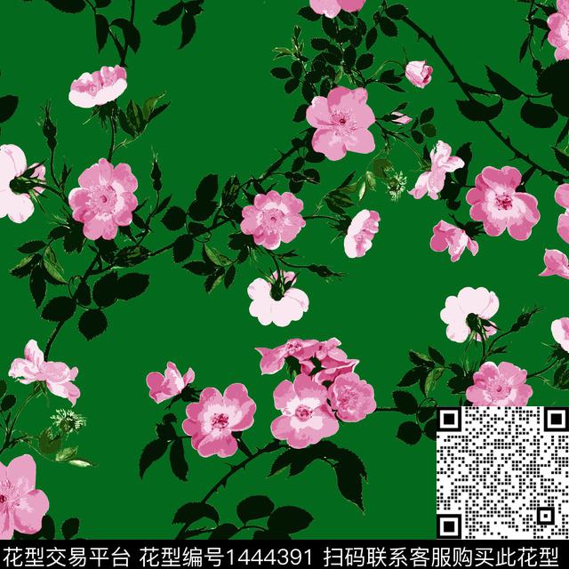 蔷薇花大牌风2022春夏数码印花华亿平台下载（图片编号: 1444391） - 瓦栏（Walan）