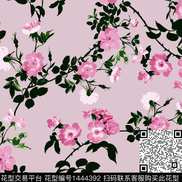 蔷薇花大牌风2022春夏数码印花华亿平台下载（图片编号: 1444392） - 瓦栏（Walan）