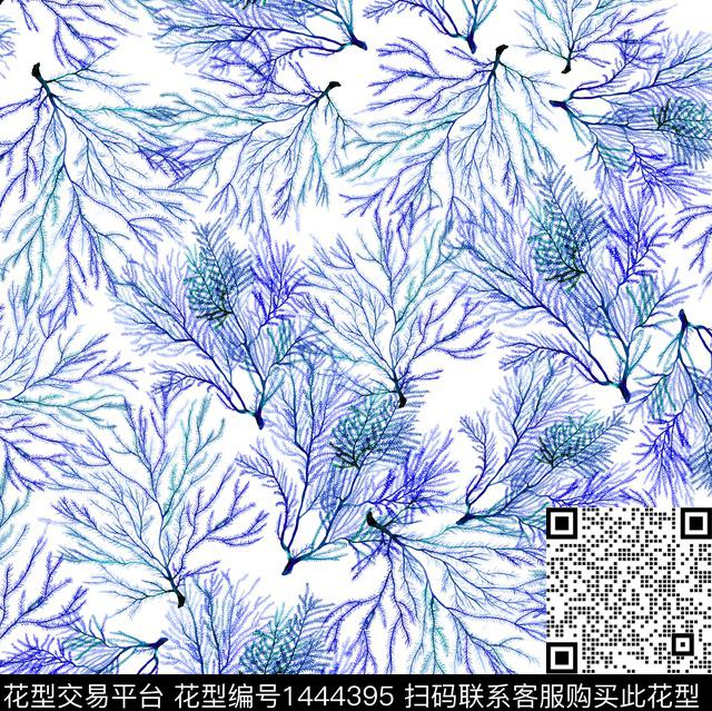 小清新小碎花海草数码印花华亿平台下载（图片编号: 1444395） - 瓦栏（Walan）