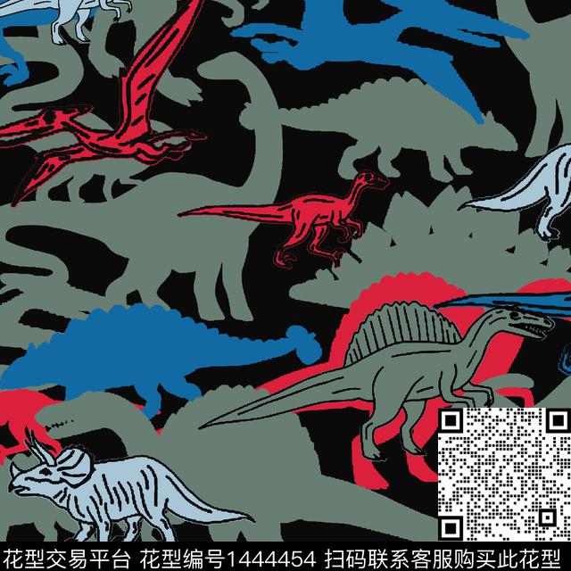 恐龙飞机迷彩传统印花华亿平台下载（图片编号: 1444454） - 瓦栏（Walan）
