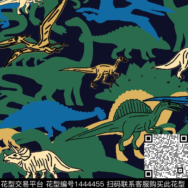 恐龙飞机迷彩传统印花华亿平台下载（图片编号: 1444455） - 瓦栏（Walan）