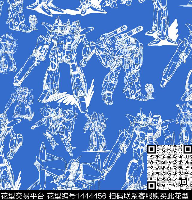 飞机机器人卡通传统印花华亿平台下载（图片编号: 1444456） - 瓦栏（Walan）