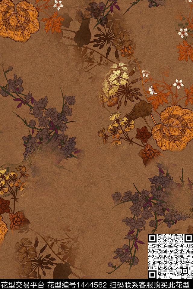 时尚复古香云纱数码印花华亿平台下载（图片编号: 1444562） - 瓦栏（Walan）