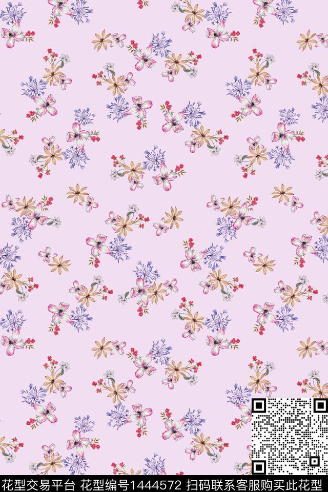 雪纺小碎花真丝花数码印花华亿平台下载（图片编号: 1444572） - 瓦栏（Walan）