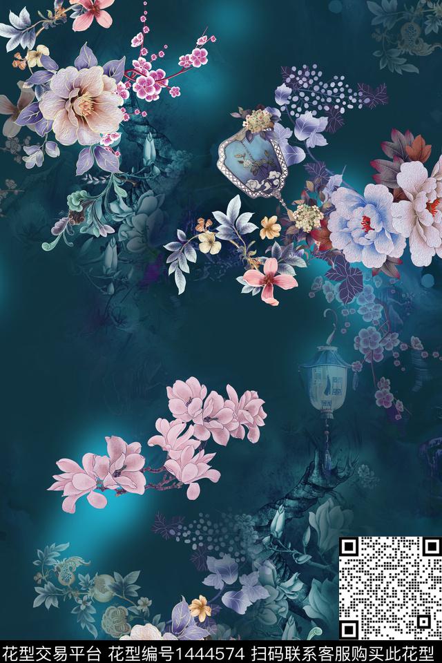 时尚复古香云纱数码印花华亿平台下载（图片编号: 1444574） - 瓦栏（Walan）