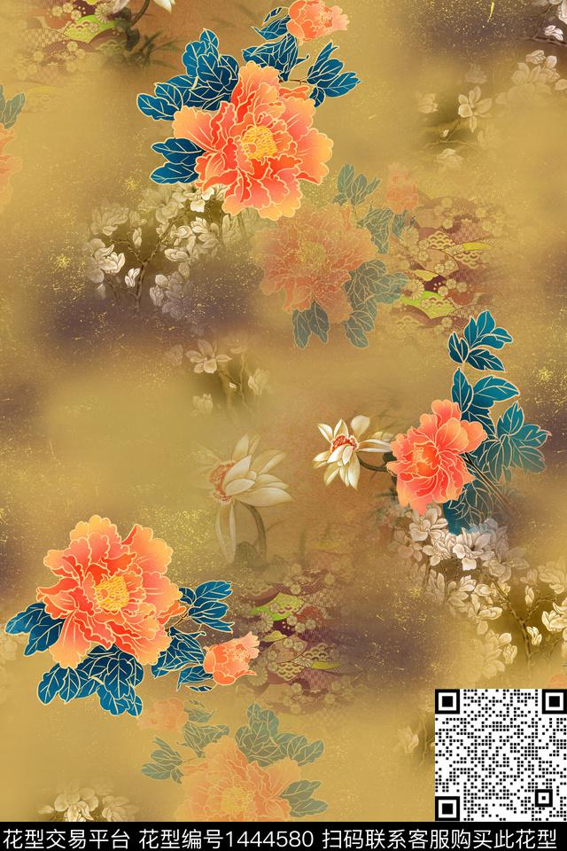 香云纱旗袍春夏华亿平台数码印花华亿平台下载（图片编号: 1444580） - 瓦栏（Walan）