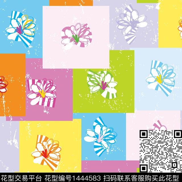 几何花卉数码印花华亿平台下载（图片编号: 1444583） - 瓦栏（Walan）