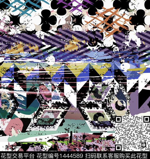 数码华亿平台几何泼墨数码印花华亿平台下载（图片编号: 1444589） - 瓦栏（Walan）