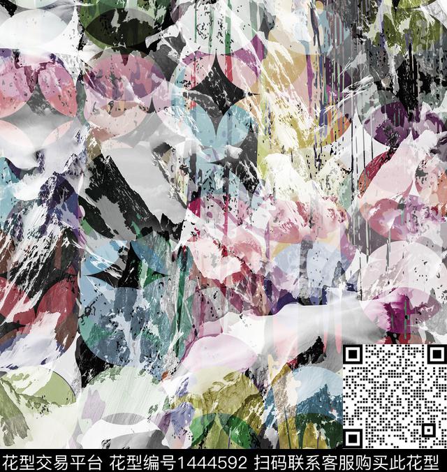 数码华亿平台几何泼墨数码印花华亿平台下载（图片编号: 1444592） - 瓦栏（Walan）