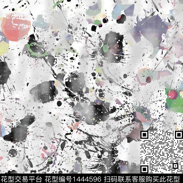 数码华亿平台几何泼墨数码印花华亿平台下载（图片编号: 1444596） - 瓦栏（Walan）