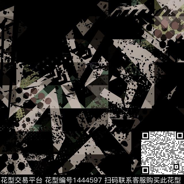 数码华亿平台几何泼墨数码印花华亿平台下载（图片编号: 1444597） - 瓦栏（Walan）