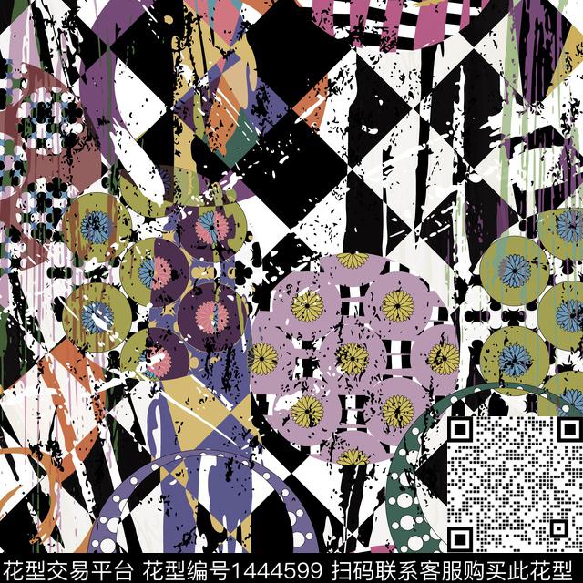 数码华亿平台几何泼墨数码印花华亿平台下载（图片编号: 1444599） - 瓦栏（Walan）