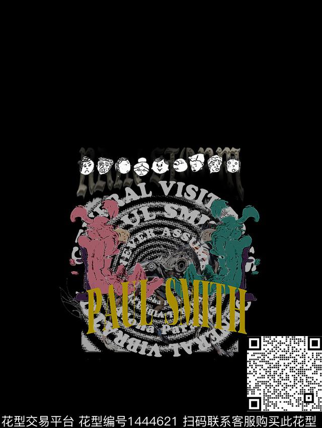 男装字母设计男装定位花传统印花华亿平台下载（图片编号: 1444621） - 瓦栏（Walan）