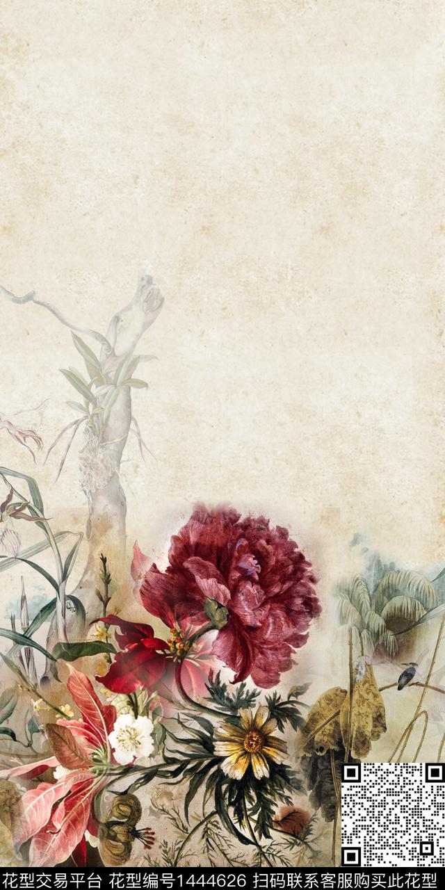 数码华亿平台花卉中国风数码印花华亿平台下载（图片编号: 1444626） - 瓦栏（Walan）