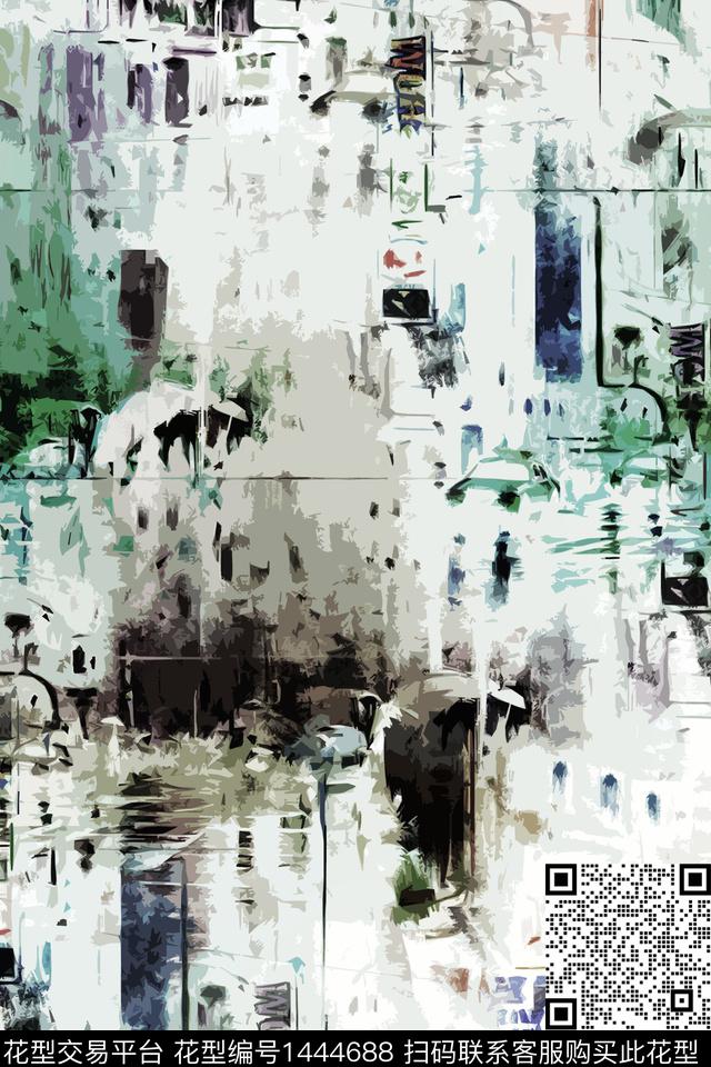男装抽象风景景观数码印花华亿平台下载（图片编号: 1444688） - 瓦栏（Walan）