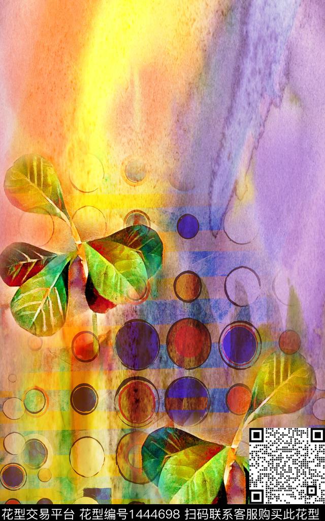 线条定位花几何数码印花华亿平台下载（图片编号: 1444698） - 瓦栏（Walan）