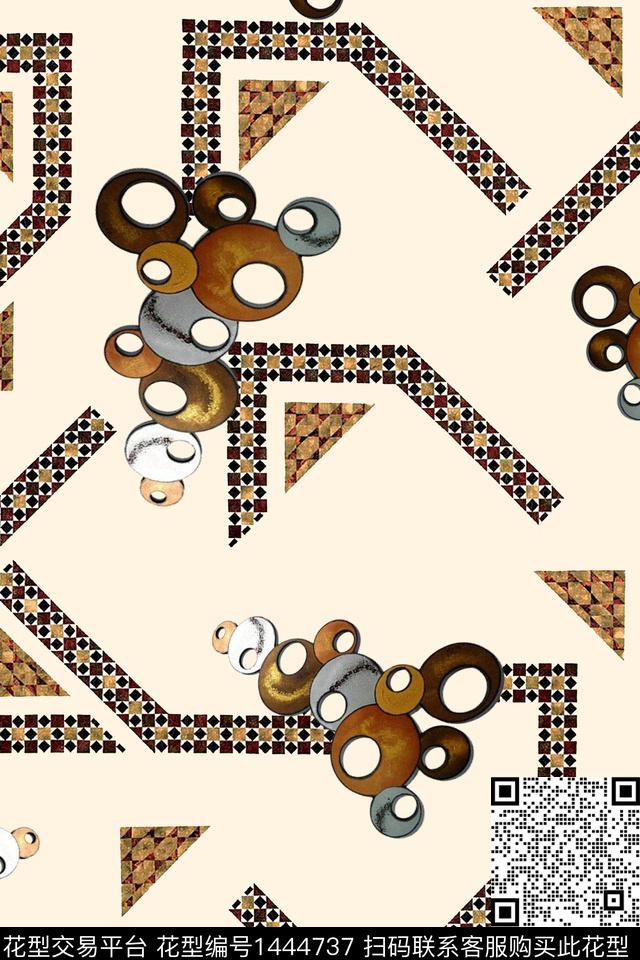 几何肌理民族风数码印花华亿平台下载（图片编号: 1444737） - 瓦栏（Walan）
