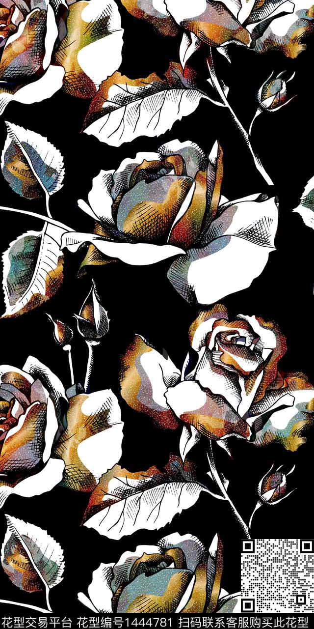 数码华亿平台几何泼墨数码印花华亿平台下载（图片编号: 1444781） - 瓦栏（Walan）